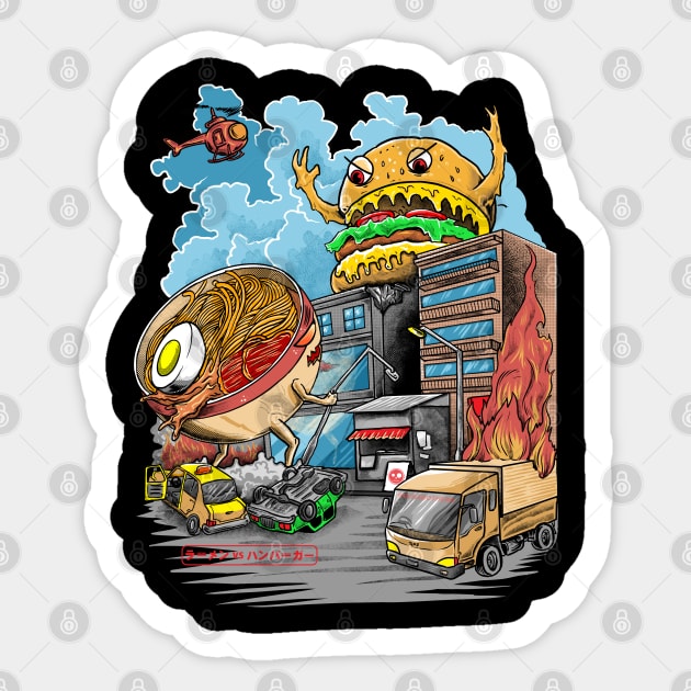 ramen vs hamburger Sticker by polkadothero